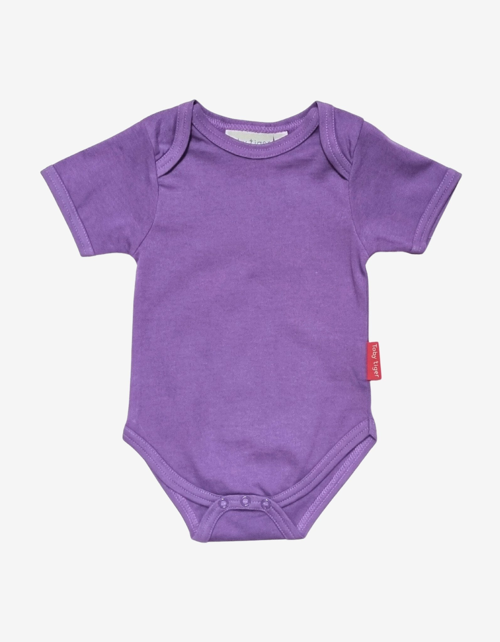 Toby Tiger Organic Purple Basic Short-Sleeved Baby Bodysuit