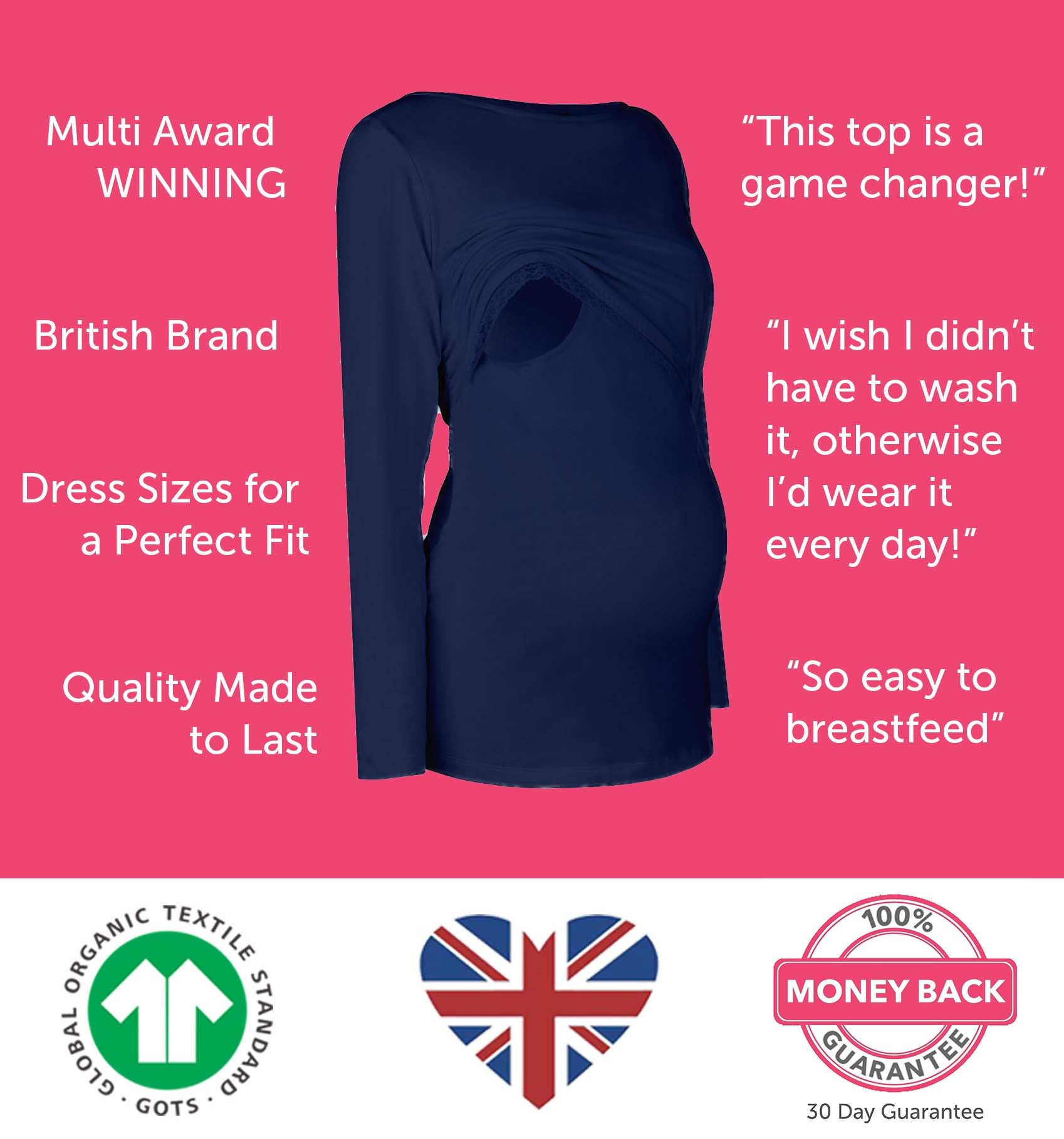 Organic Long Sleeve Breastfeeding Top in Tidal Teal *PreLoved*