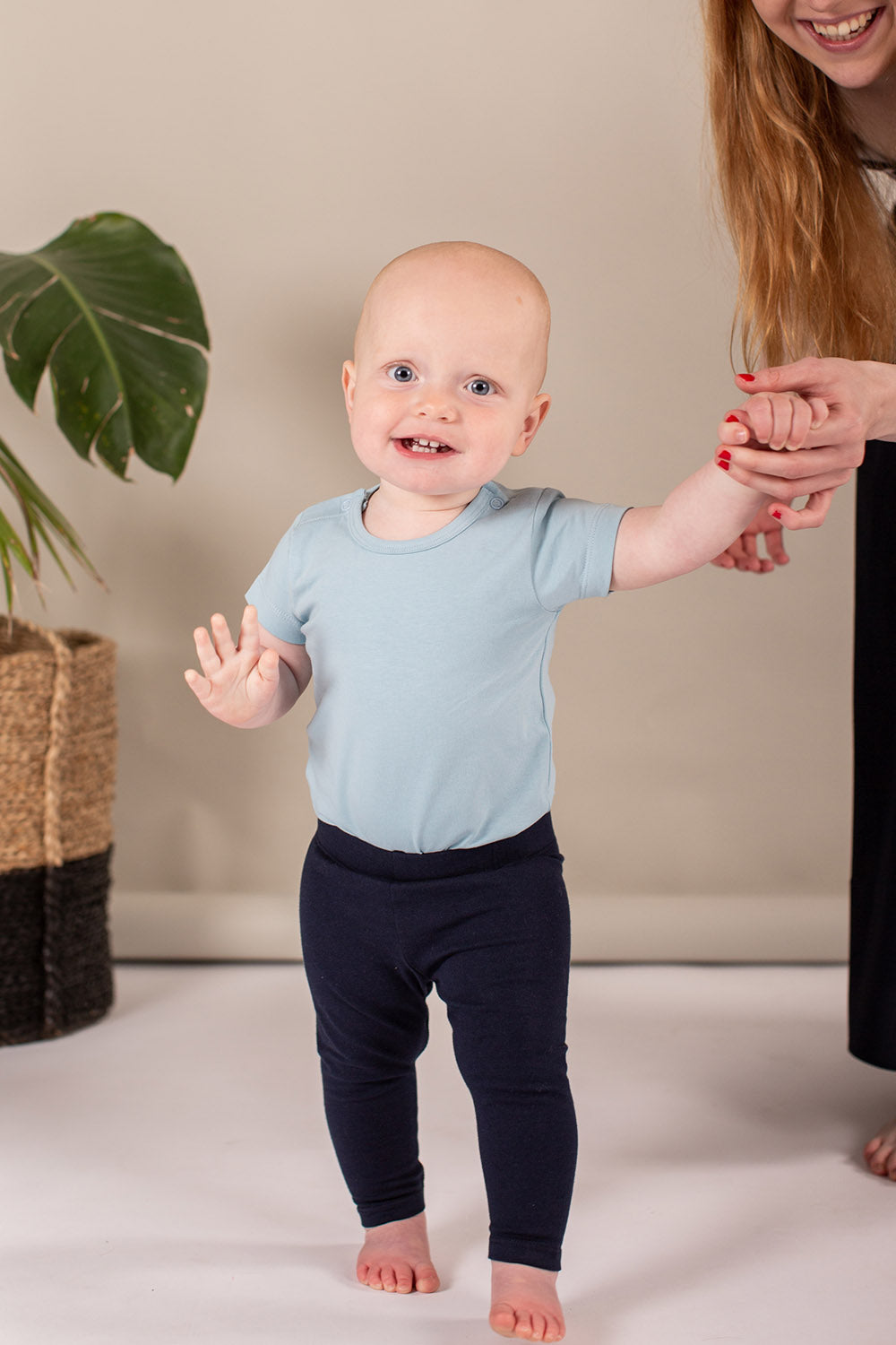 Organic Short Sleeve Bodysuit in Dawn Blue