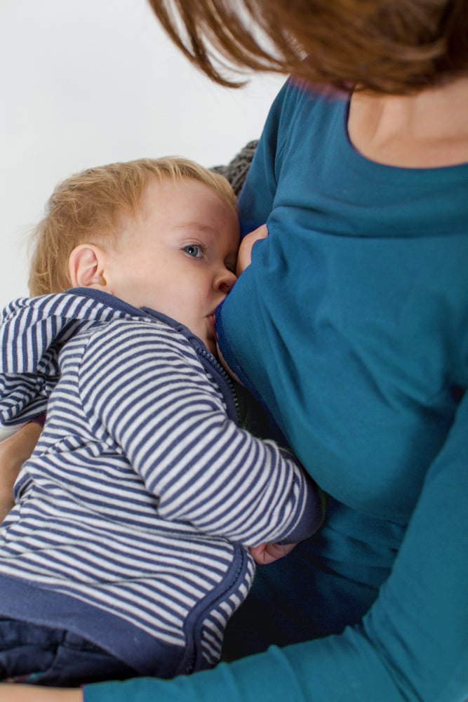 Organic Long Sleeve Breastfeeding Top in Tidal Teal *PreLoved*