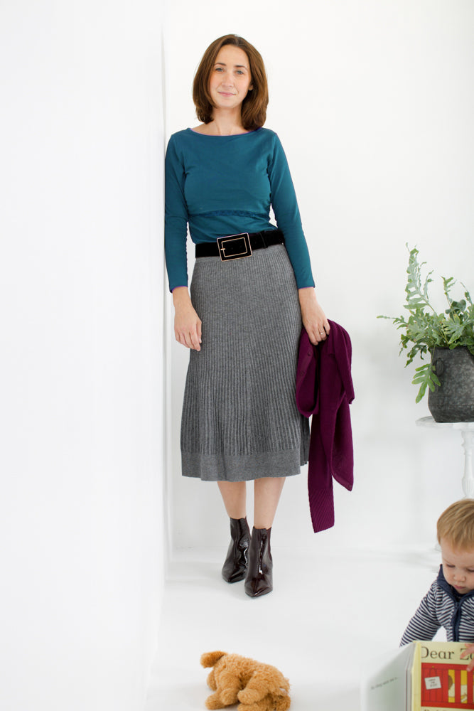 Organic Long Sleeve Breastfeeding Top in Tidal Teal *PreLoved*