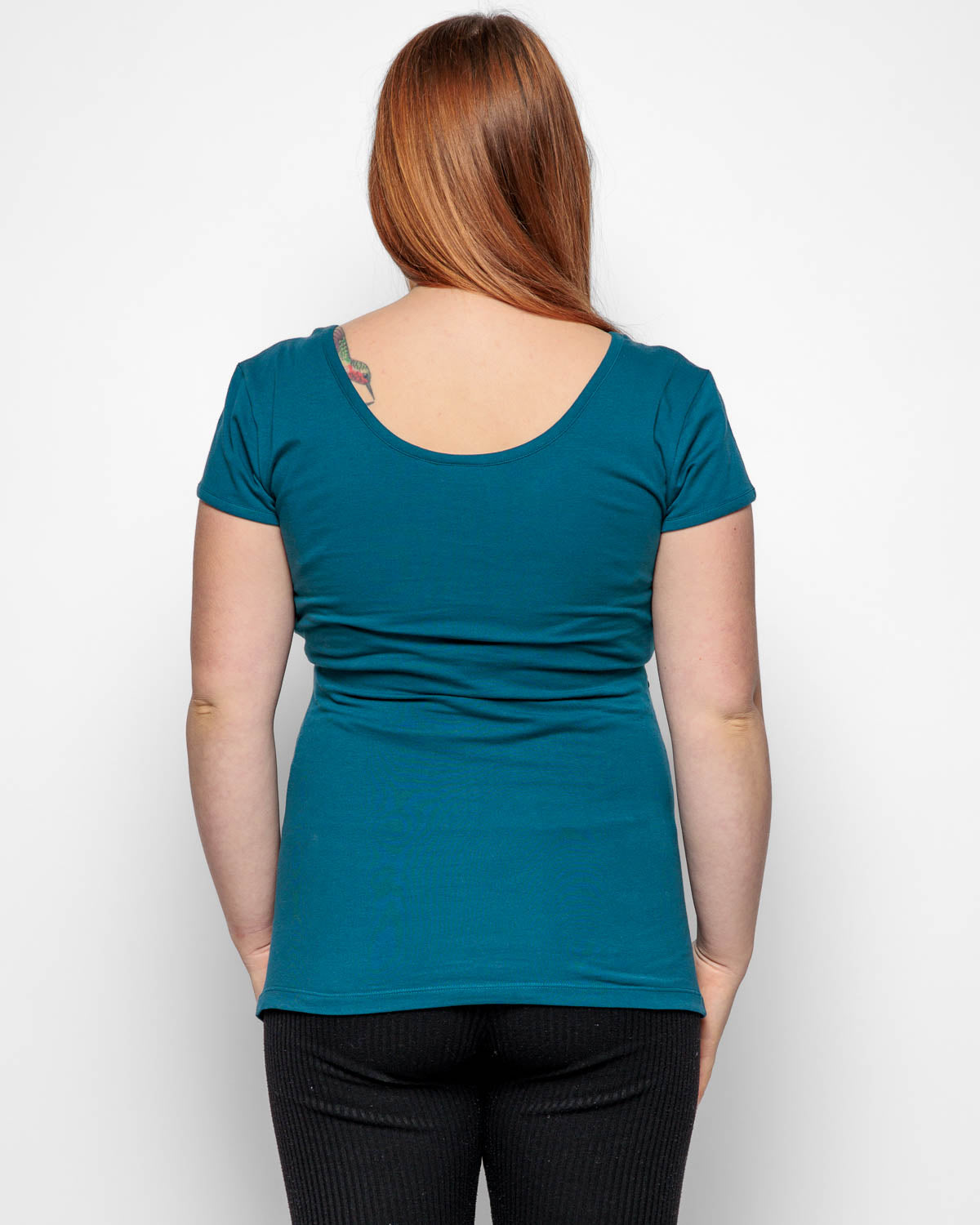 Maternity shirt sleeved t-shirt in Teal Organic Cotton for pregnancy
