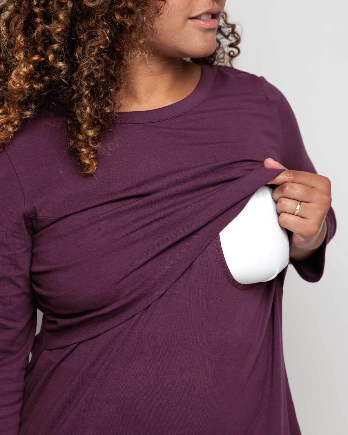 Nursing Breastfeeding Tunic Dress in Purple Plum Organic Cotton