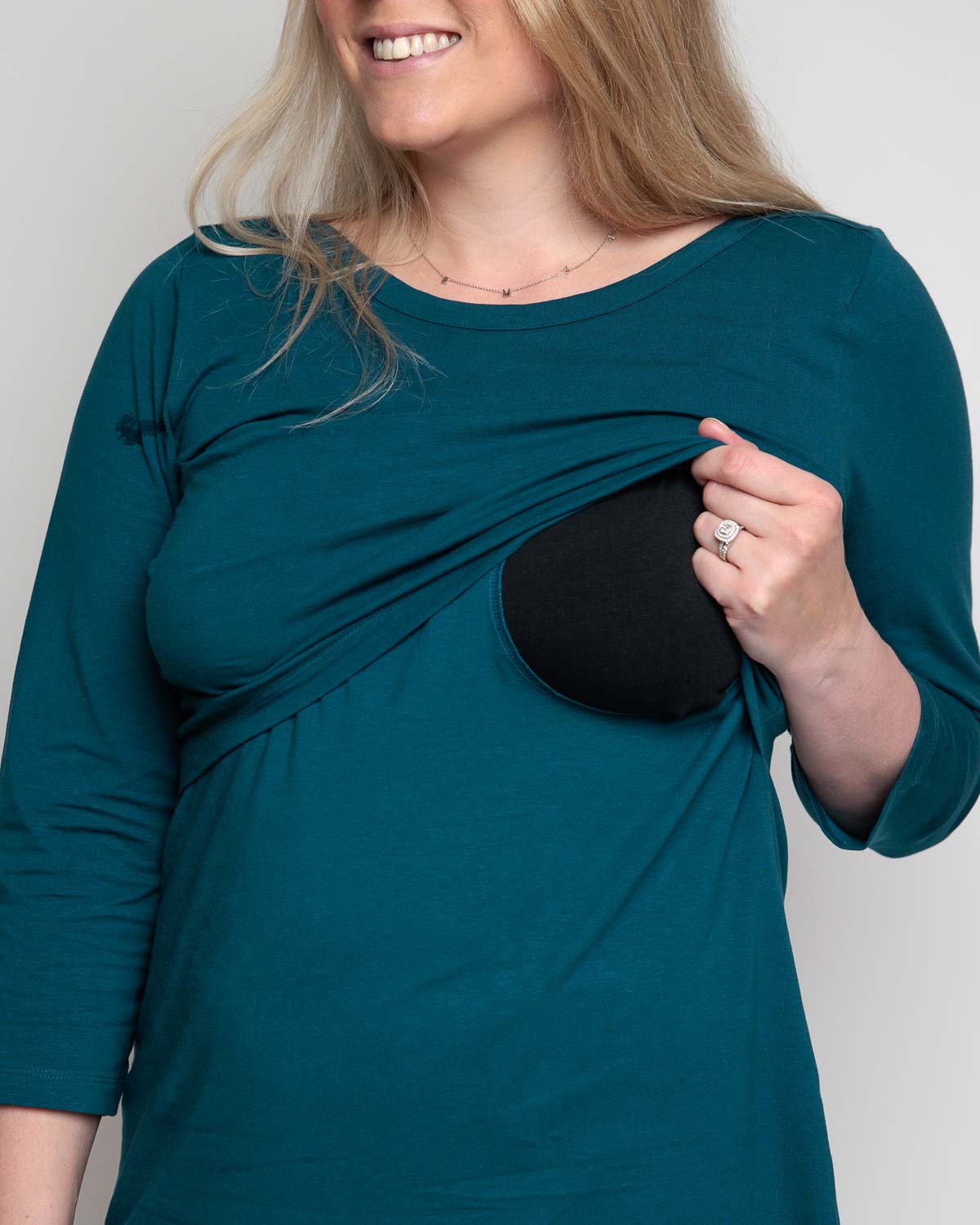 Nursing Breastfeeding Tunic Dress in Teal Organic Cotton