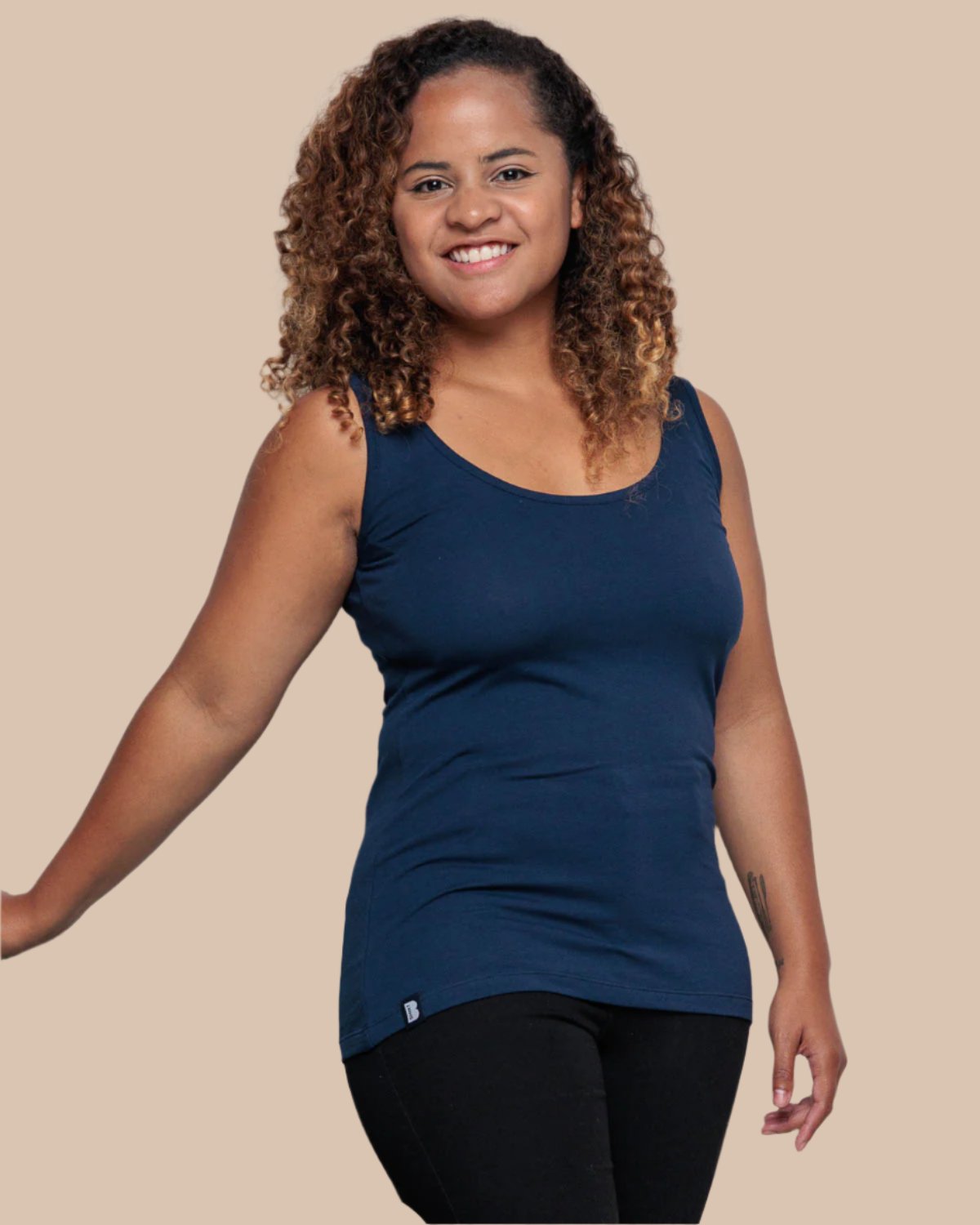 Vest Top in Navy Blue Organic Cotton for women
