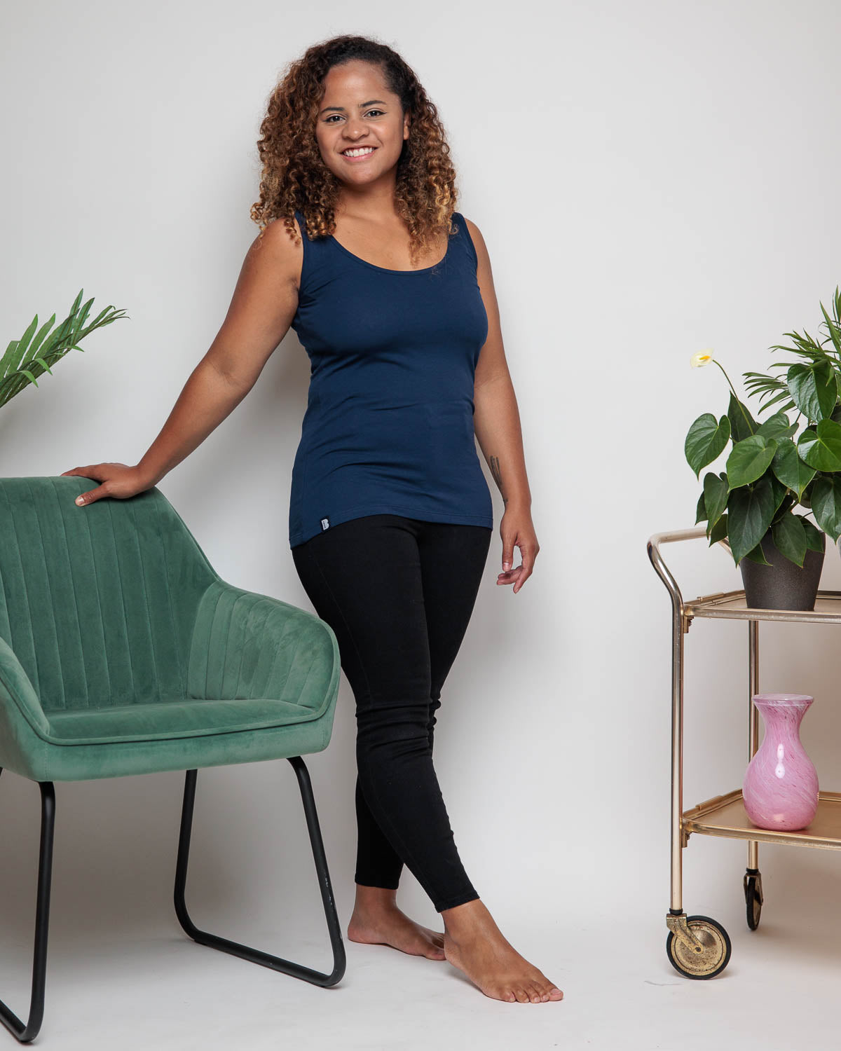 Vest Top in Navy Blue Organic Cotton for women