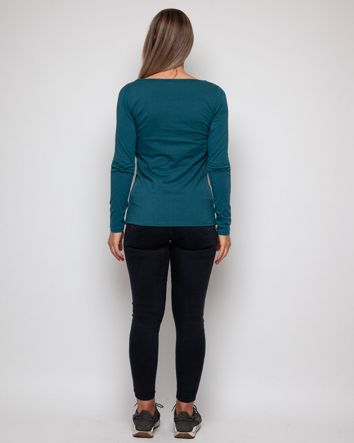 Organic Cotton Long Sleeve Top in teal for women