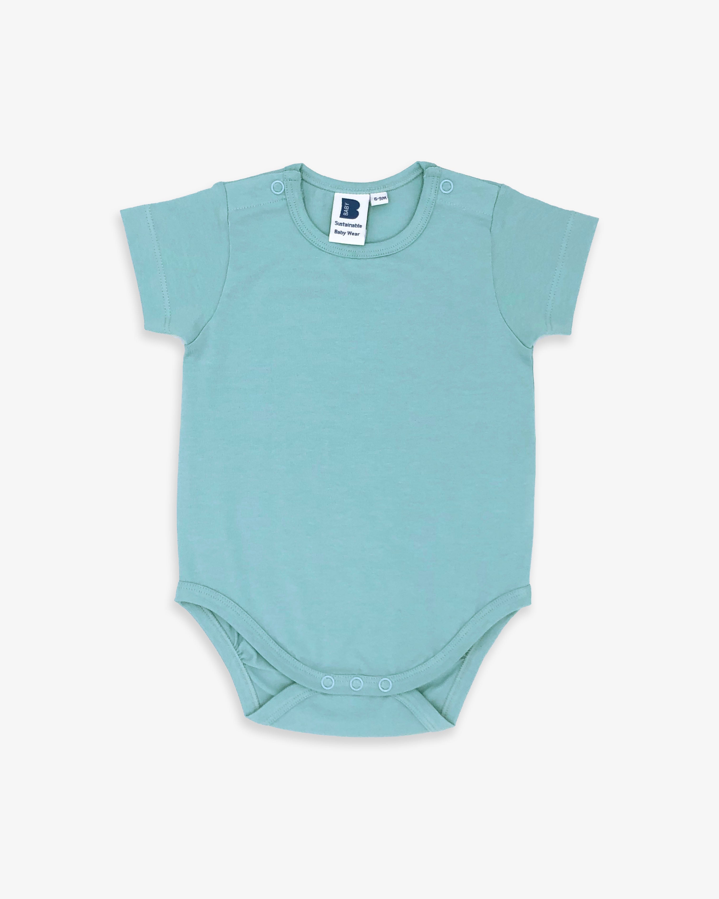 Organic Short Sleeve Bodysuit in Aquamarine