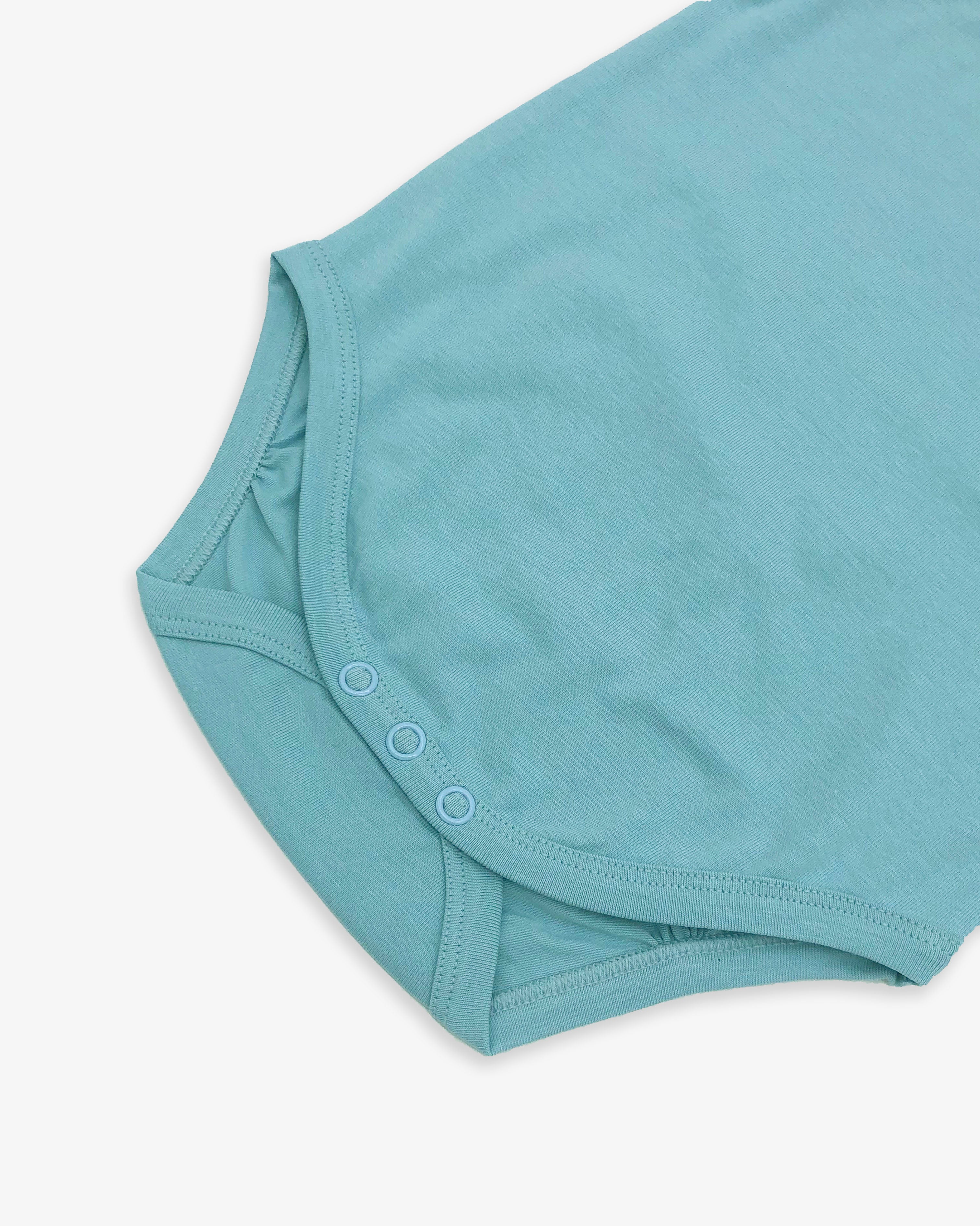 Organic Short Sleeve Bodysuit in Aquamarine
