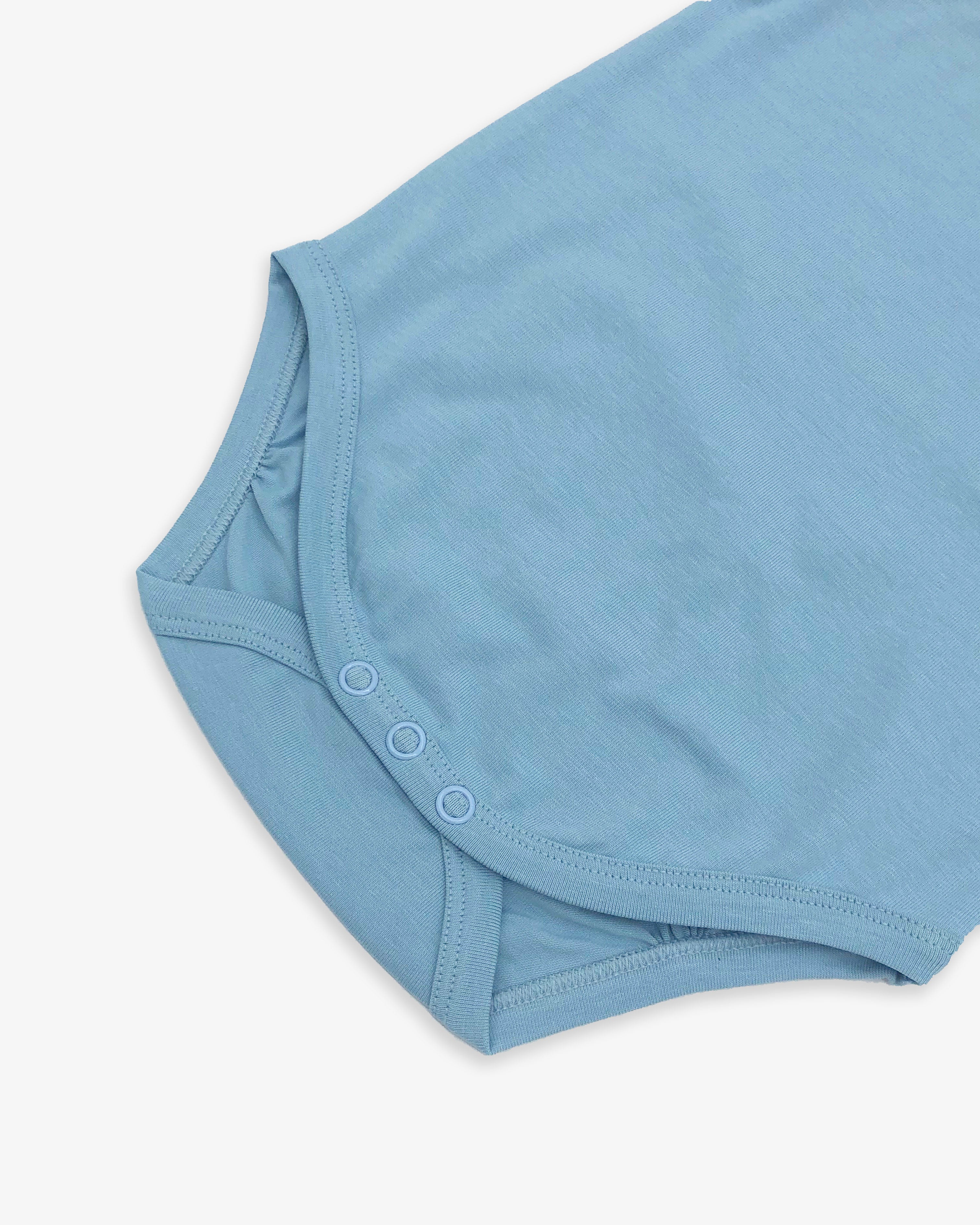 Organic Short Sleeve Bodysuit in Dawn Blue