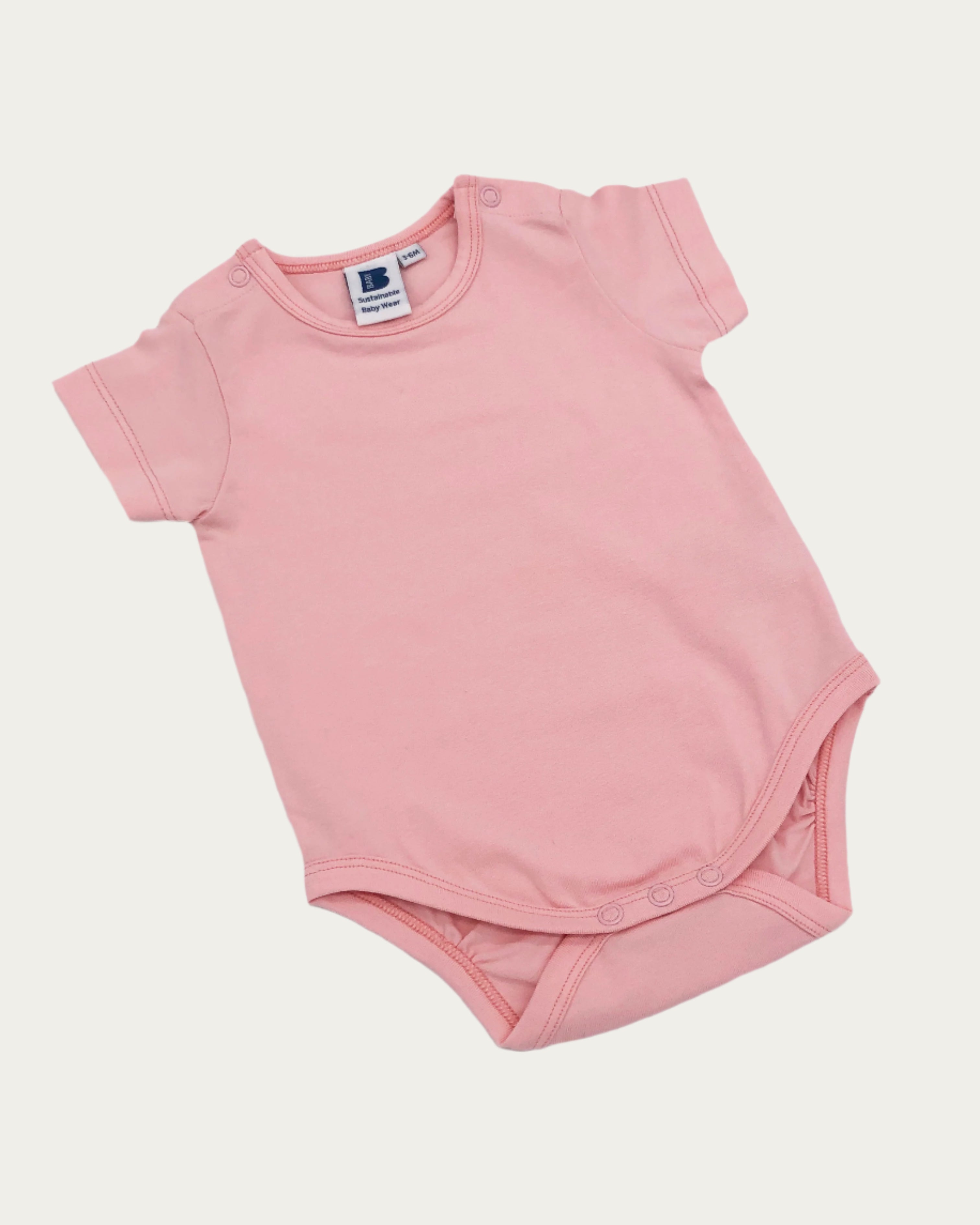 Organic Short Sleeve Bodysuit in Seashell Pink