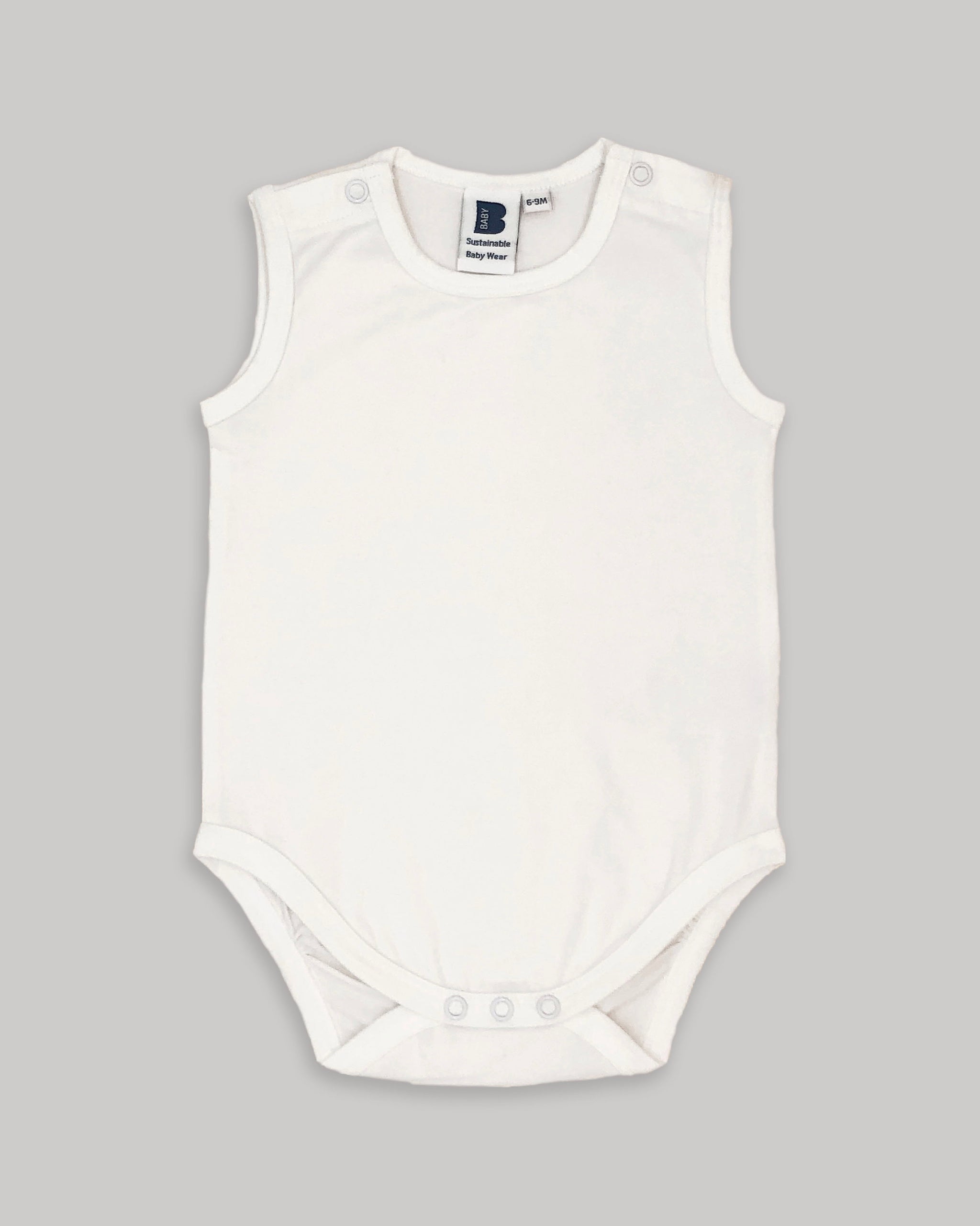 Organic Sleeveless Bodysuit in White
