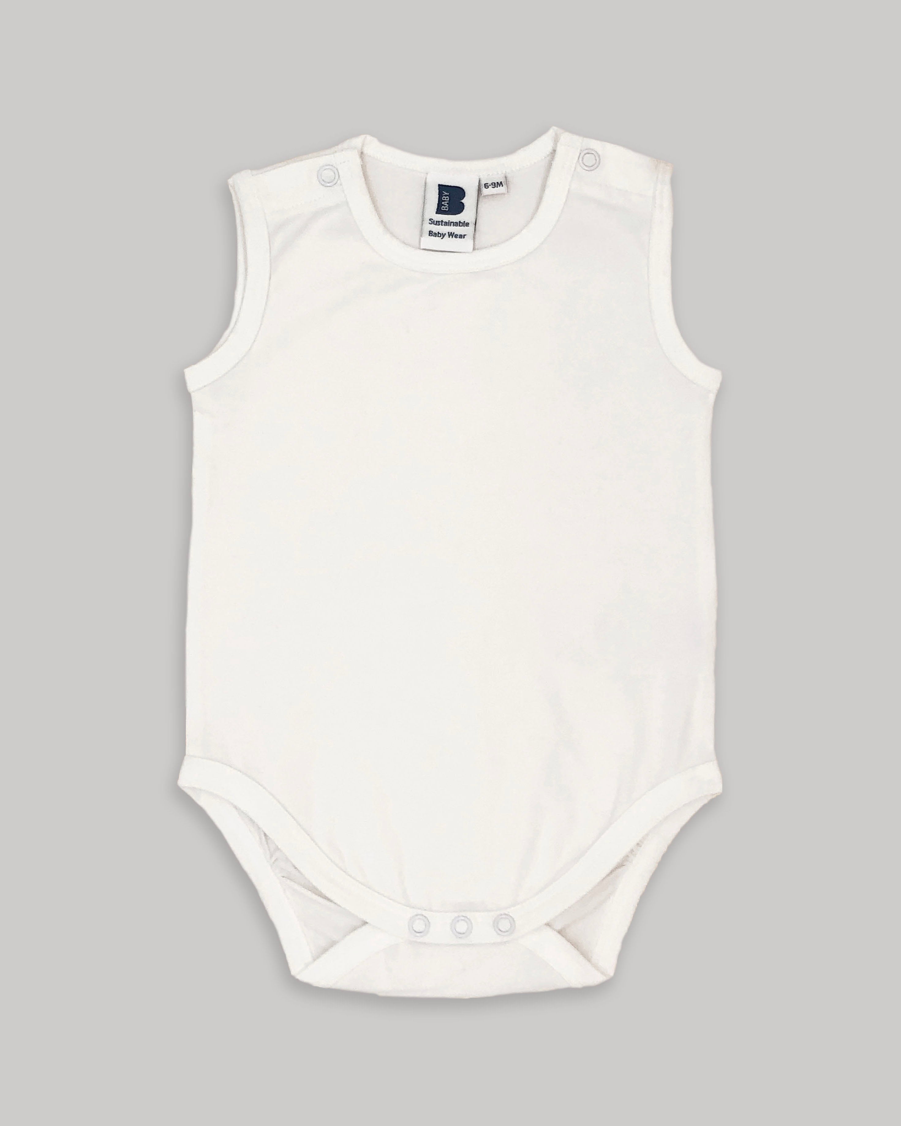 Organic Sleeveless Bodysuit in White