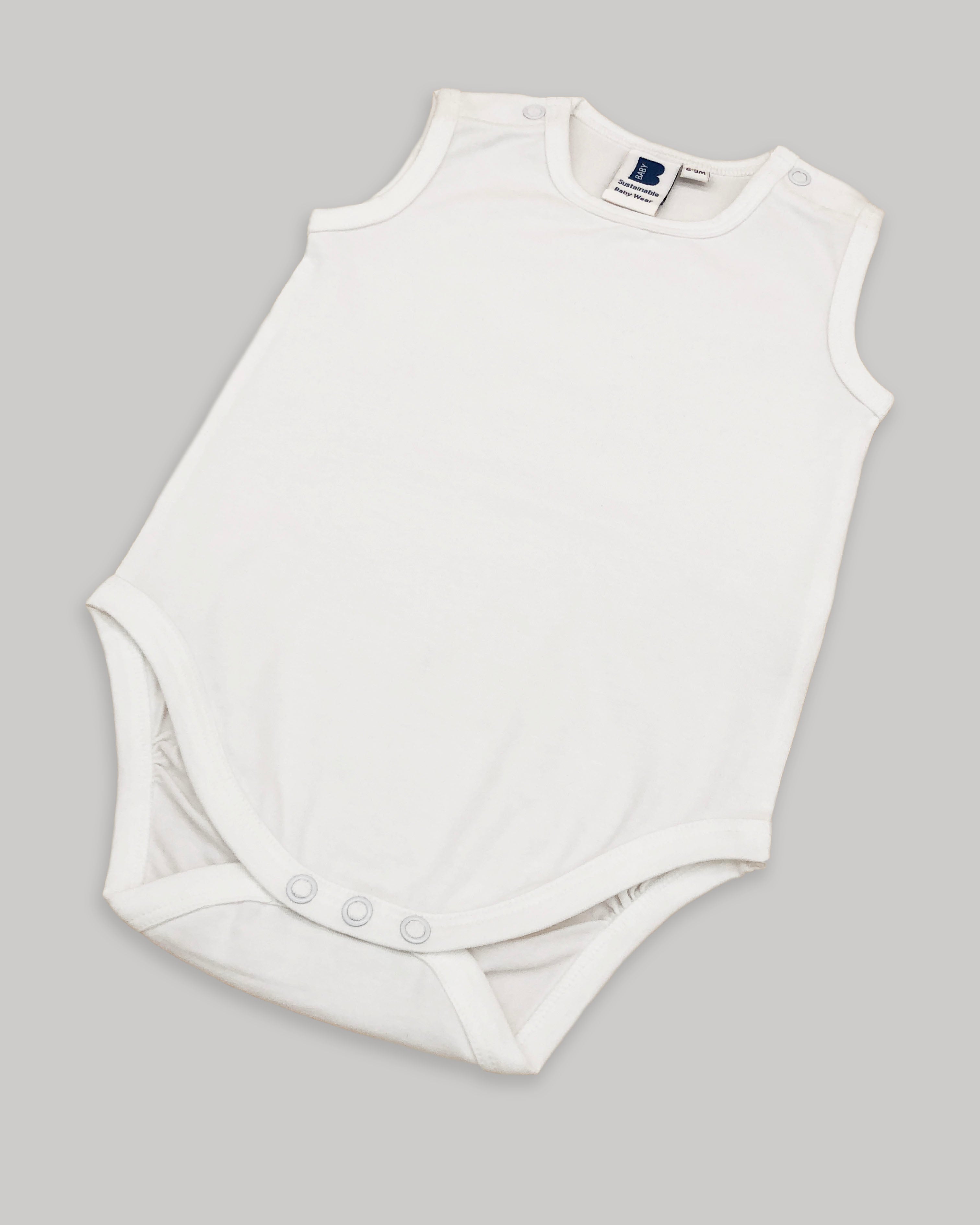 Organic Sleeveless Bodysuit in White